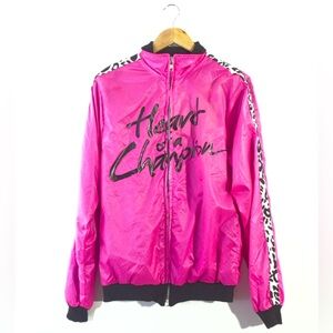 LMFAO La Freak Pink 8 Bit Heart Of A Champion Windbreaker Zip Jacket Party Rock